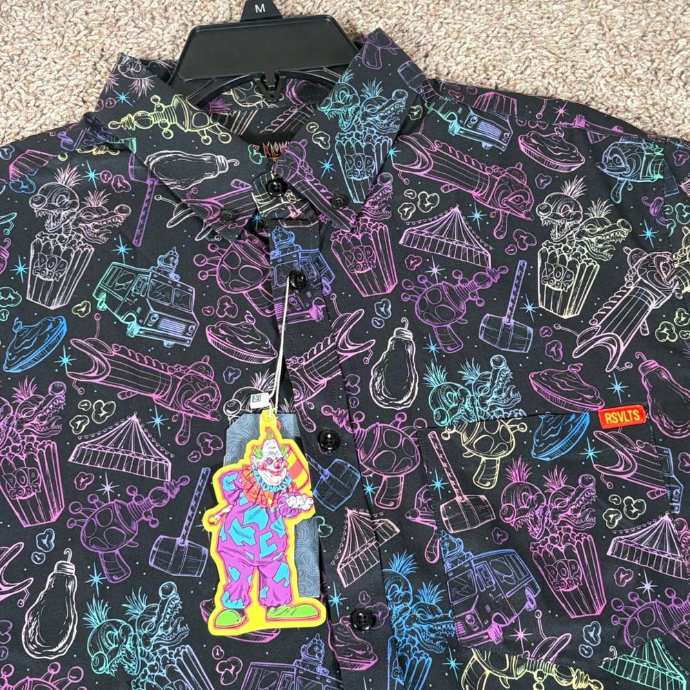 RSVLTS Killer Klowns From Outer Space Kunuflex Button Down Shirt Mens Medium NEW